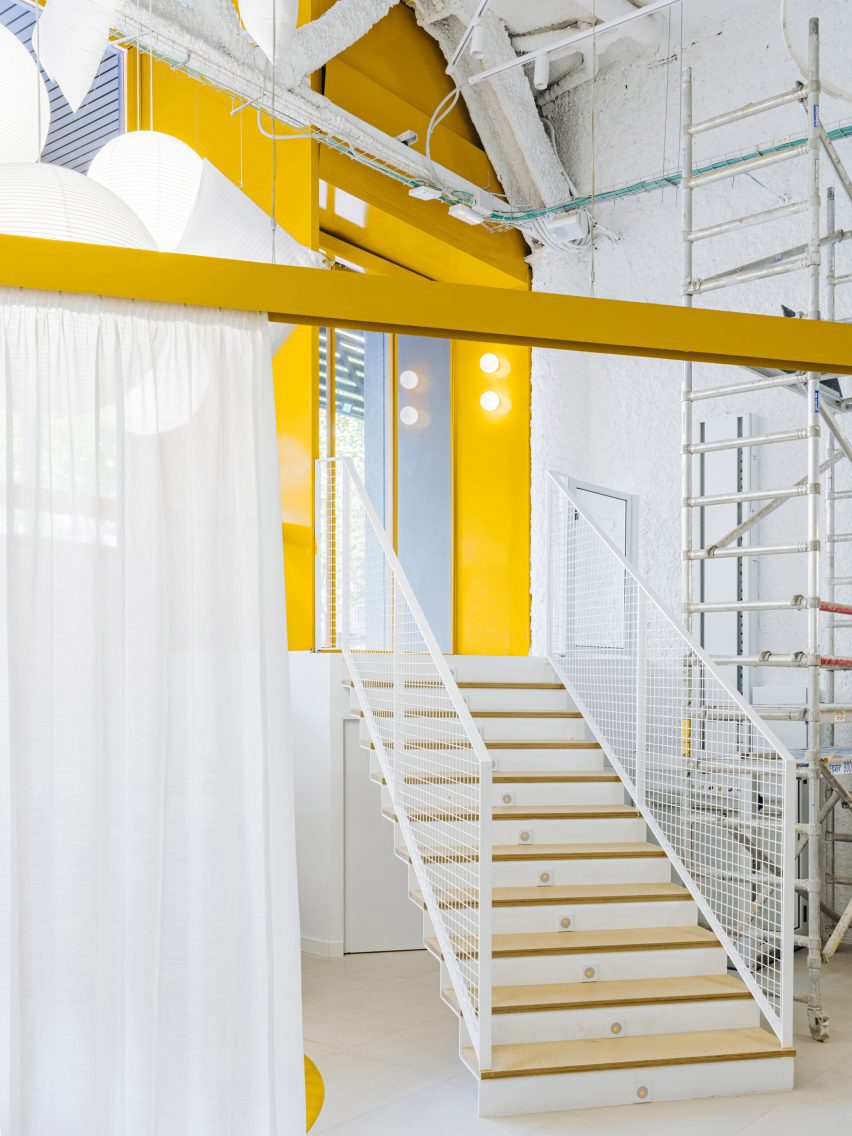 Staircase within the mattress store