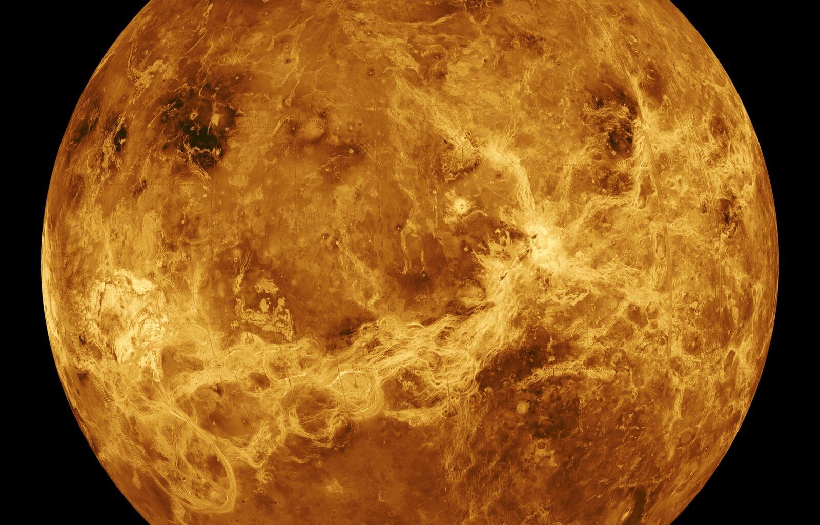 Global surface view of Venus. Credit - NASA / JPL