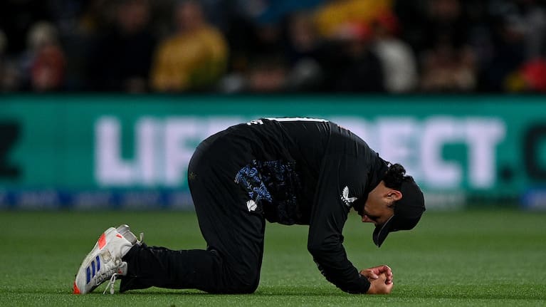 Katene Clarke of the Black Caps drops the ball during the last T20 cricket match, New Zealand Vs South Africa, at Hagley Oval in Christchurch.