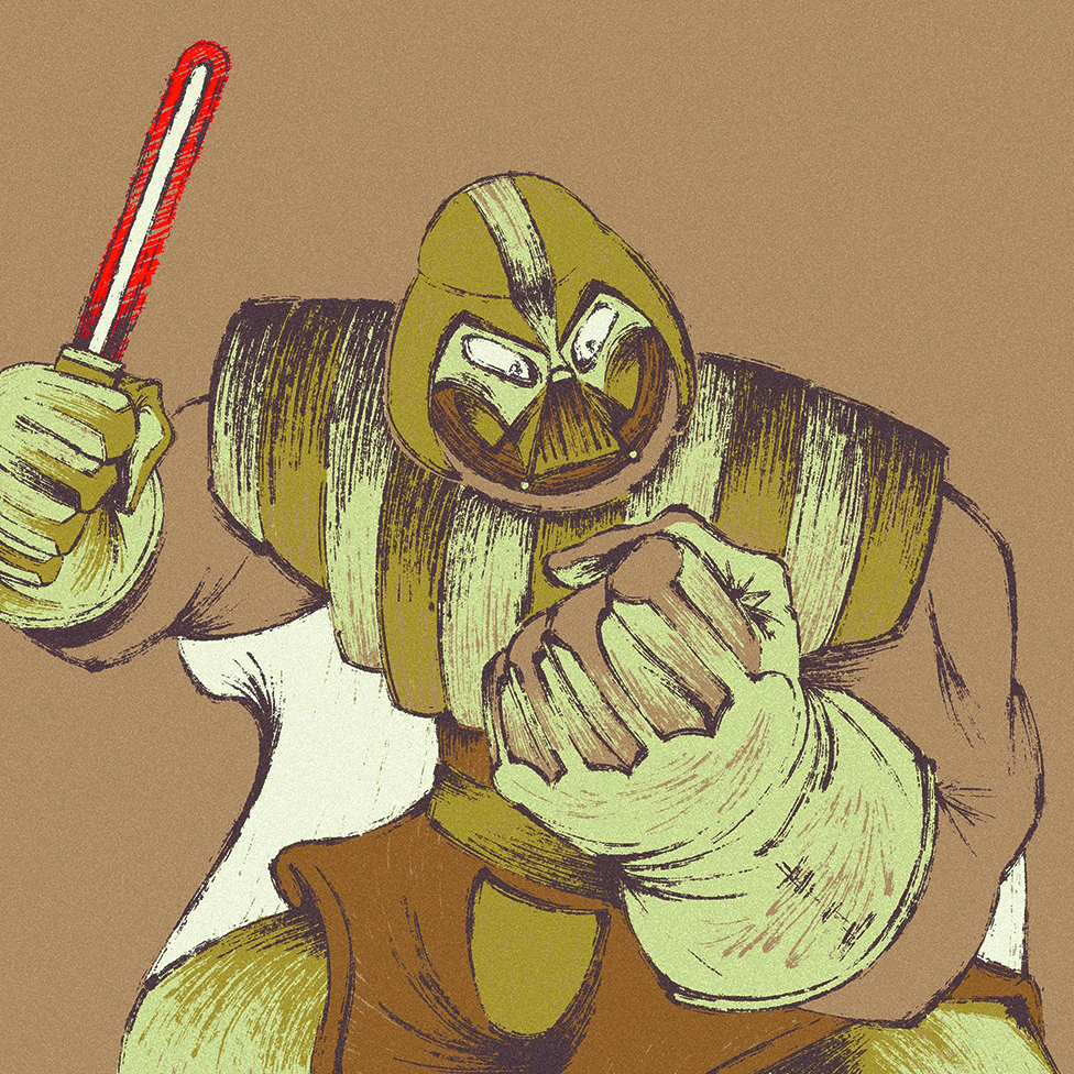 Star Wars fan art showing a cartoony interpretation of Darth Vadar