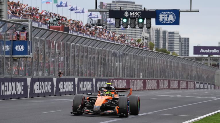 McLaren driver Lando Norris of Britain steers his car during the qualifying session for the Australian Formula One Grand Prix at Albert Park, in Melbourne, Australia.