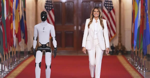 Melania Trump shares spotlight with robot at technology event