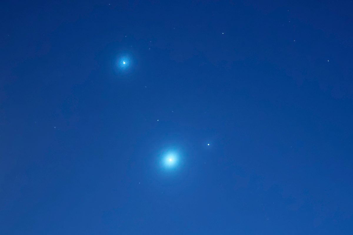 Jupiter, Venus and Mercury in the evening sky together. Credit: Stocktrek Images/Luis Argerich/Getty Images