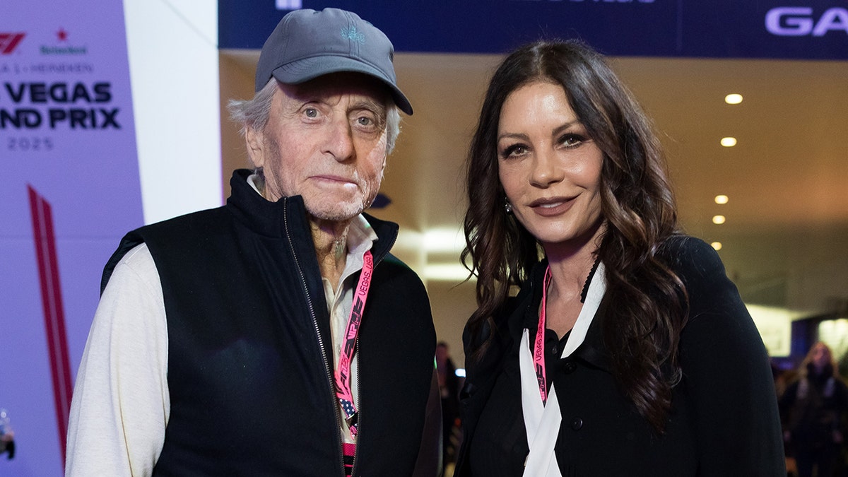 Michael Douglas and Catherine Zeta-Jones at the F1 Grand Prix in Las Vegas in November 2025.