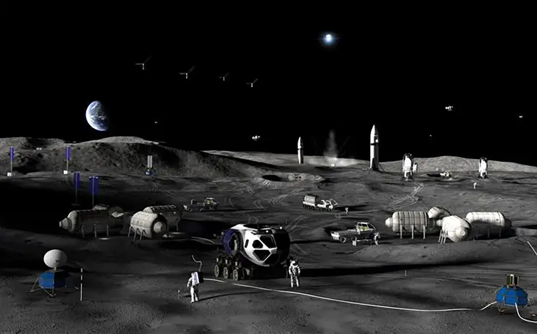 Artist’s impression of Phase 3 of NASA’s Moon Base. Credit: NASA