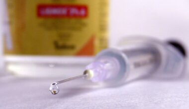 Needle with drop at the tip.