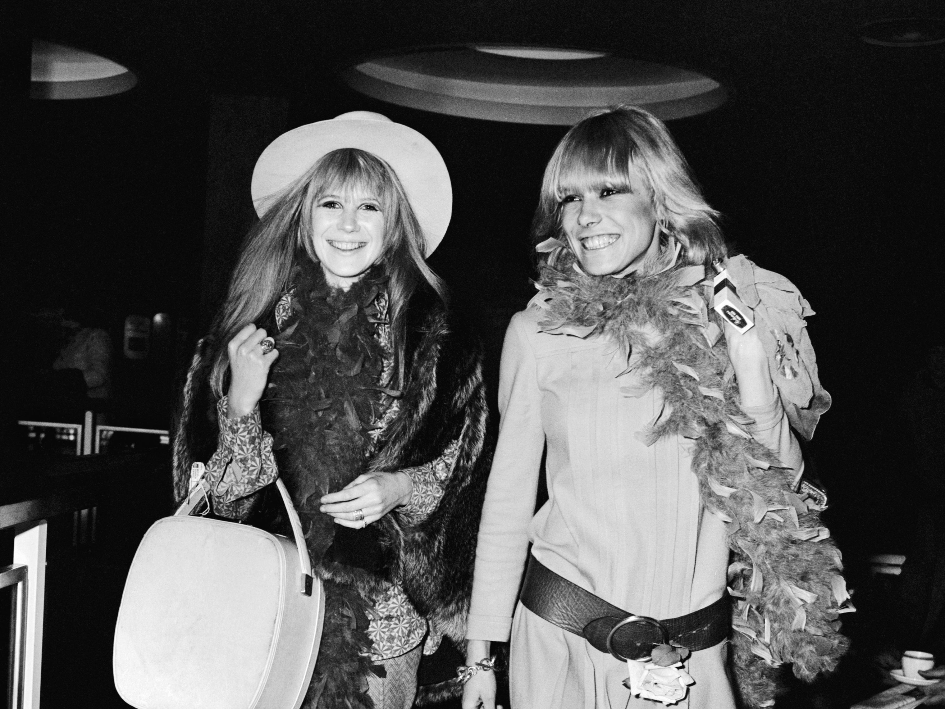 Scandalous sisters: Marianne Faithfull with her friend, actor Anita Pallenberg, at Heathrow Airport in 1967