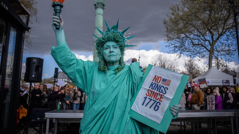 No Kings demonstrator in Paris. 