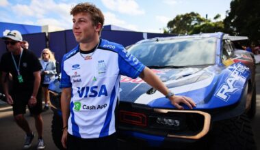 Liam Lawson turns heads at Australian GP with mud-covered Ford Raptor T1+ arrival