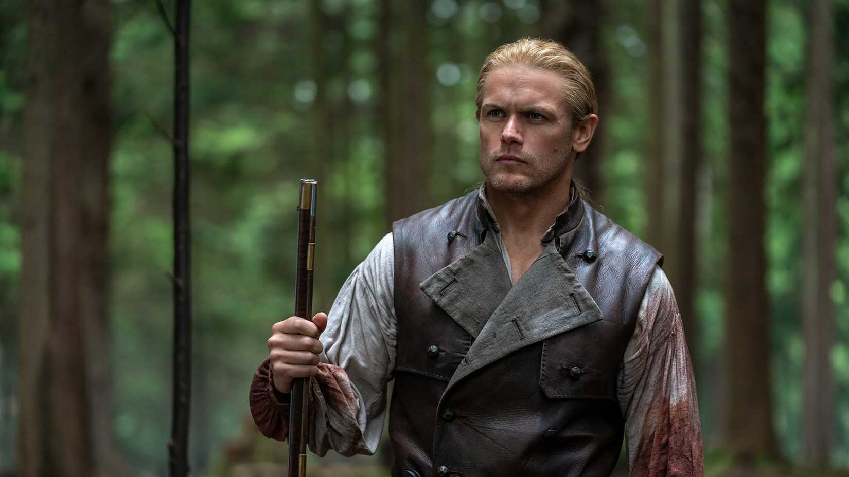 Jamie with bloody sleeves in Outlander season 8