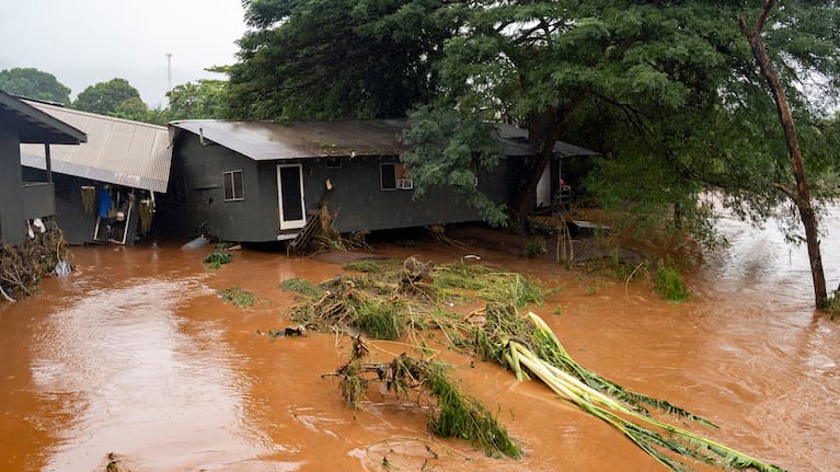 One storm damaged home in Hawaii.