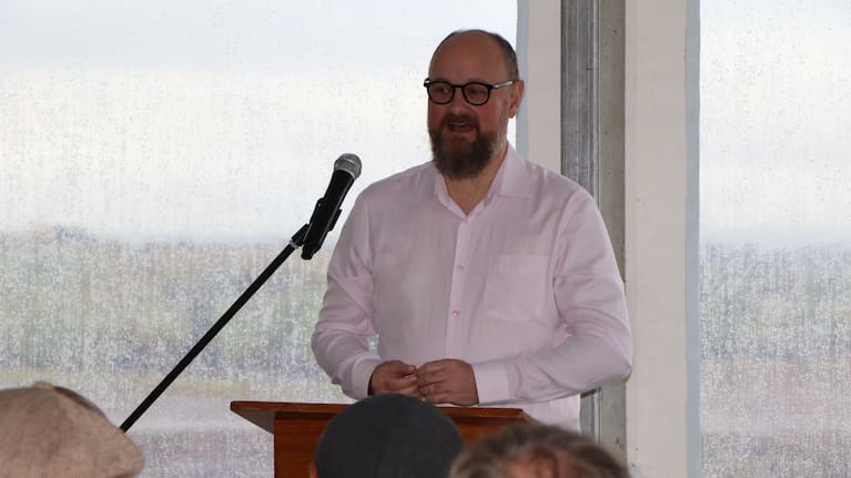 Pāpāmoa ward councillor Steve Morris at the opening ceremony of the Pāpāmoa East Interchange.