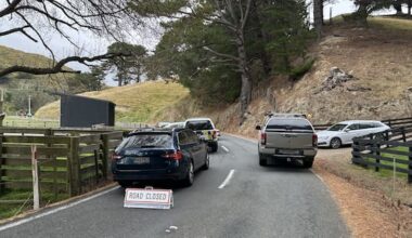 Road closed after car found upside down in rural Wellington stream