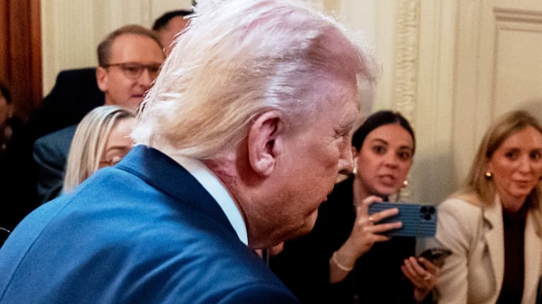 President Donald Trump leaves following a Medal of Honor ceremony at the White House