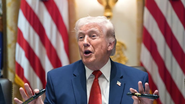 President Donald Trump speaks during a Cabinet meeting at the White House. 