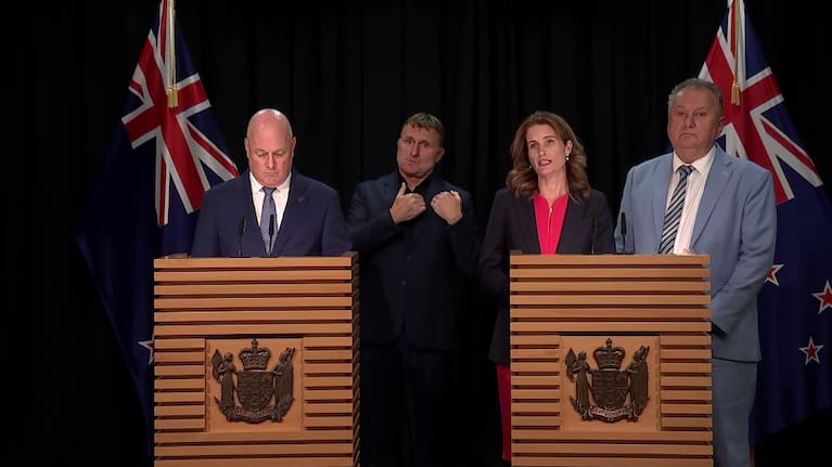 Prime Minister Christopher Luxon, Finance Minister Nicola Willis and Associate Energy Minister Shane Jones.