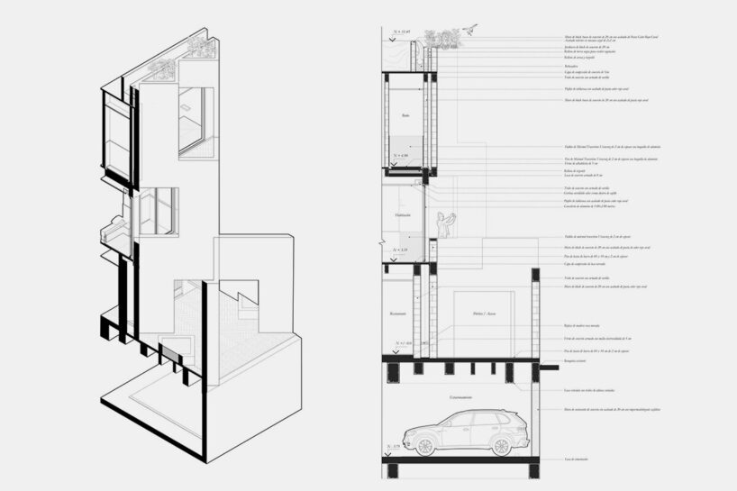 detail section explores the depth of openings and integration of planted thresholds