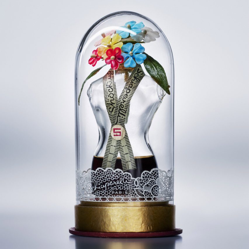 Shocking perfume bottle by Lenor Fini, 1937