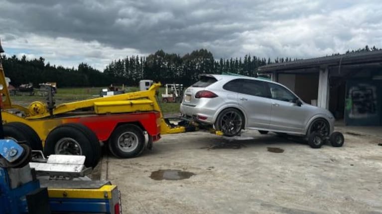 Seized car on a tow truck