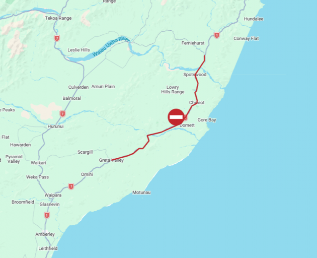 A major stretch of SH1 is closed following a crash. Image: NZTA 