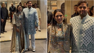 Akash Ambani and Shloka Mehta dazzle in coordinated attire at Arjun Tendulkar's wedding. (Instagram)