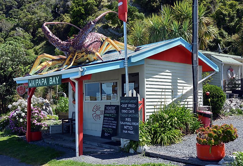Iconic Waipapa Bay Crayfish and Lobster Restaurant & Shop in Kaikoura, New Zealand