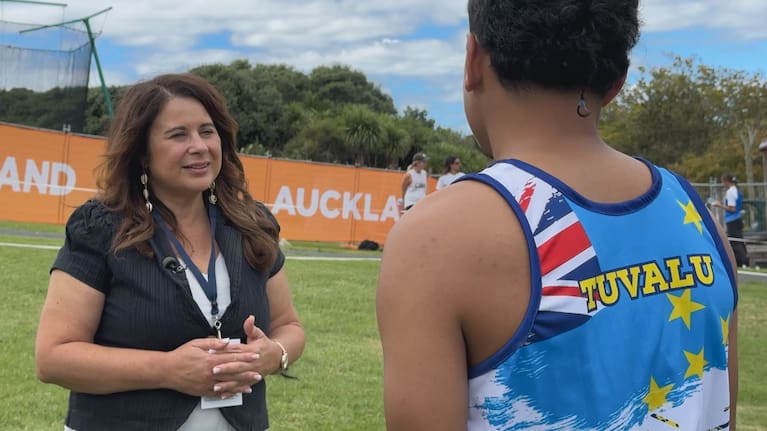 Soloa uses buckets filled with water to do weights trainings back in Tuvalu.