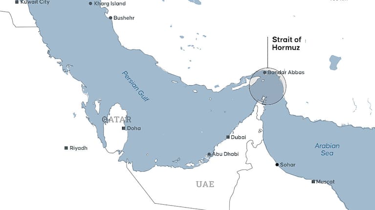 A map of the Strait of Hormuz 