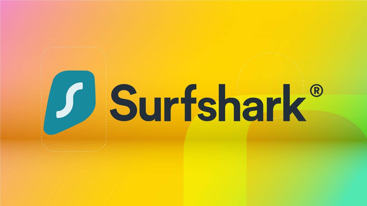Surfshark logo on a CNET background.