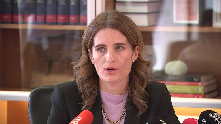 The Finance Minister speaks to reporters from her office about the global oil crisis.