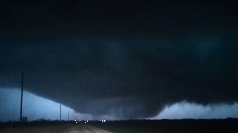 This image taken from video provided by the Fairview, Okla., Emergency Management shows a severe weather system west of Fairview, Oklahoma. 