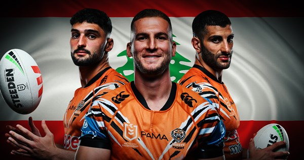 NRL 2026, Multicultural Round, Lebanon, Wests Tigers, Adam Doueihi, Alex Twal, Tony Sukkar