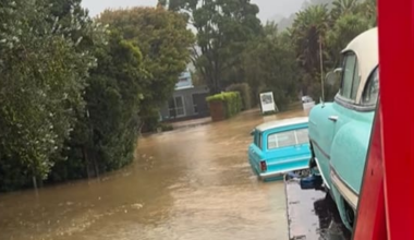 Classic cars caught in Coromandel Peninsula flooding
