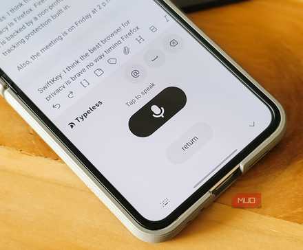 Typeless app open in Obsidian on a Samsung Galaxy Z Flip 6