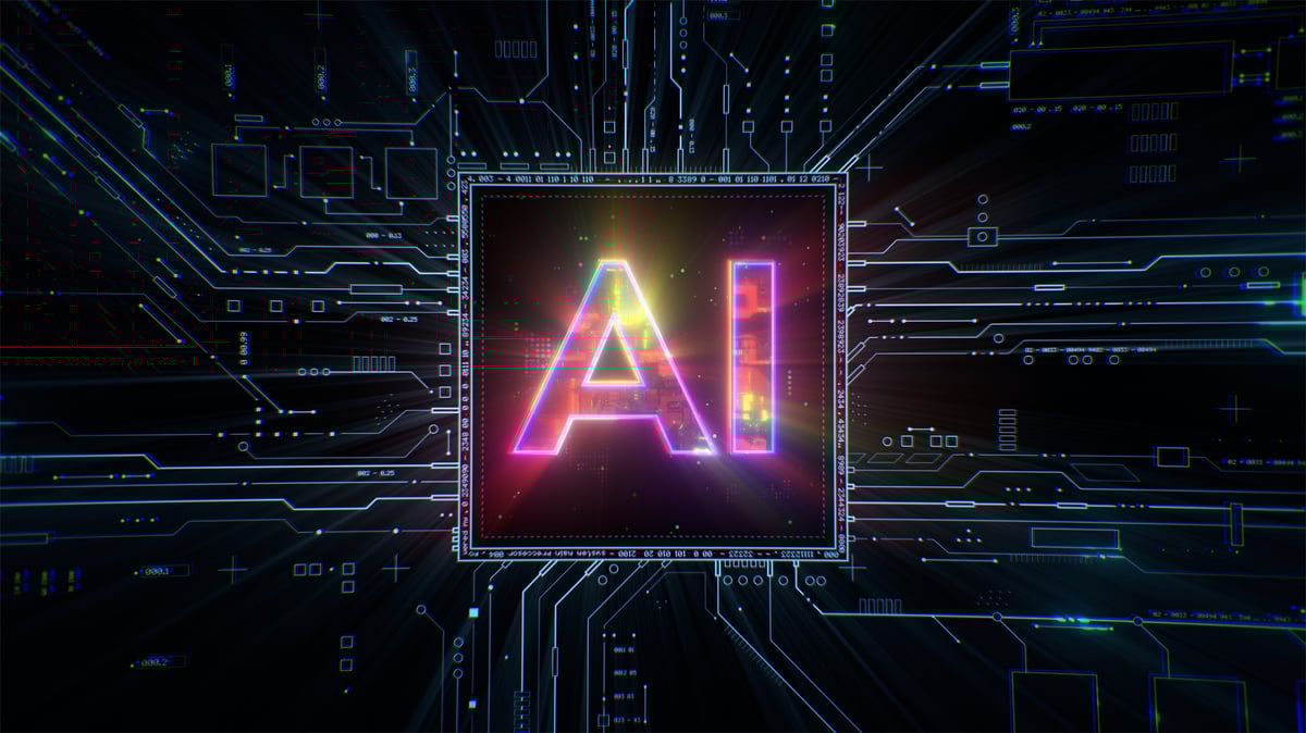 The letters AI on an illustration of a computer chip.