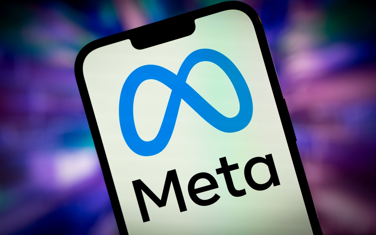 Meta logo on a mobile phone.