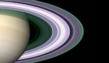 a pale yellow planet surrounded by white concentric rings