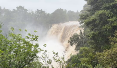 Water thunders over Kerikeri's Rainbow Falls