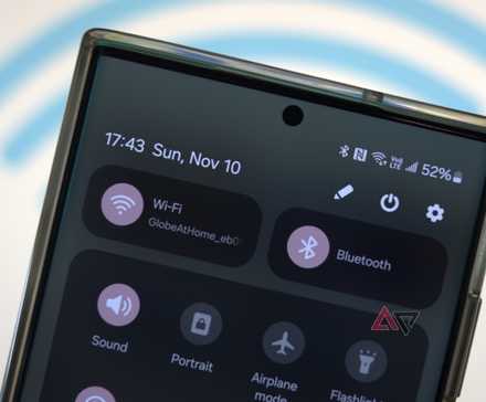 Wi-Fi button on Android quick settings