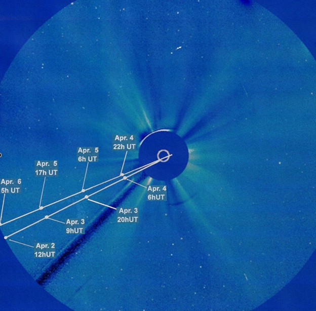 possible view of comet in soho imagery throughout April.