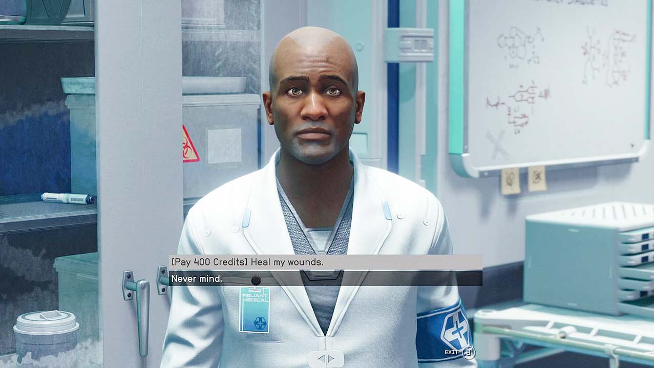 Starfield: You can pay a doctor to heal you.