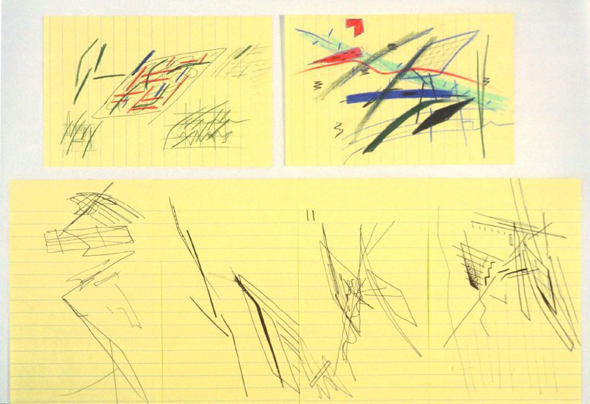 A New Barcelona post-it note sketches by Zaha Hadid