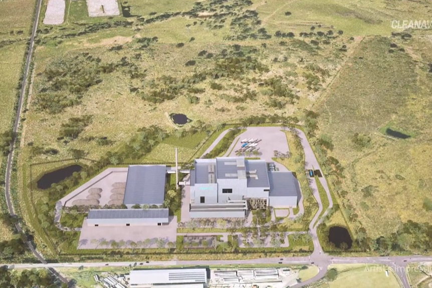 An artist impression of an incinerator complex
