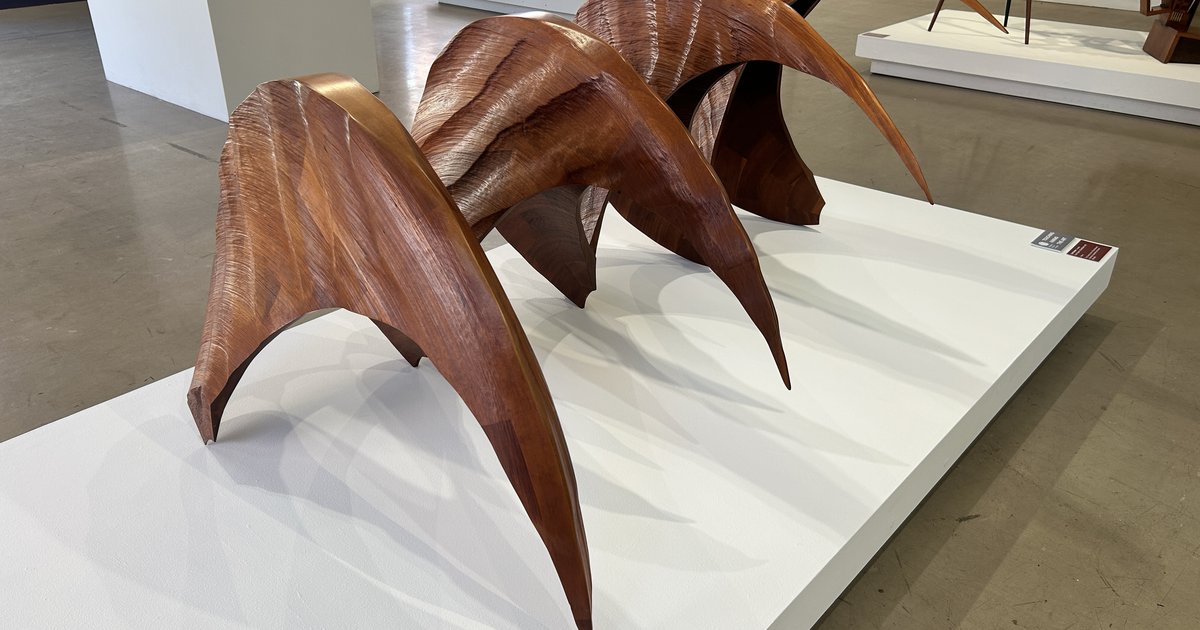 Artist Ted Hunter built an early CNC router to make this wooden sculpture with the texture of sand