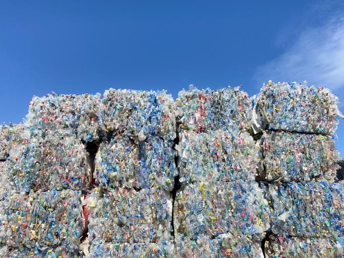 Plastic bottles compressed into bales and ready for recycling in this undated photo / gettyimagesbank