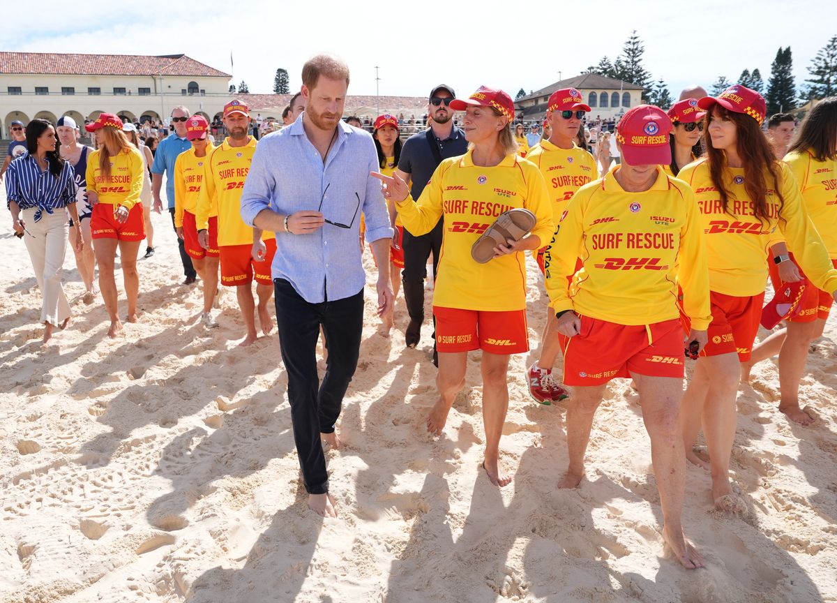 The Duke and Duchess of Sussex meet volunteer first responders from Bondi Surf Bathers' Life Saving Club