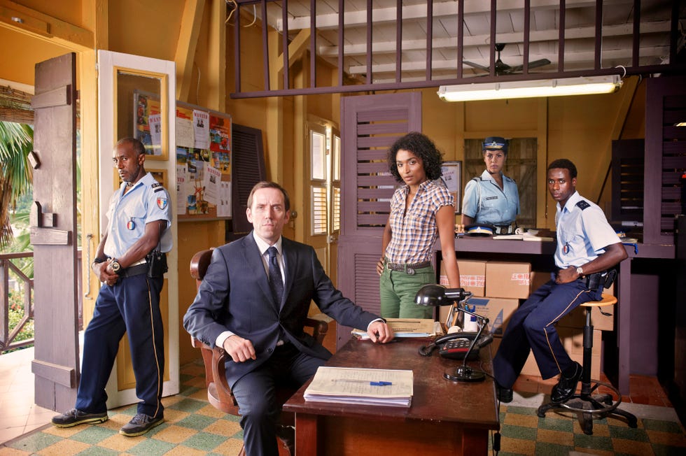 Danny John Jules, Ben Miller, Sara Martins, Gary Carr, Death in Paradise season 1 danny john jules, ben miller, sara martins, gary carr, death in paradise season 1