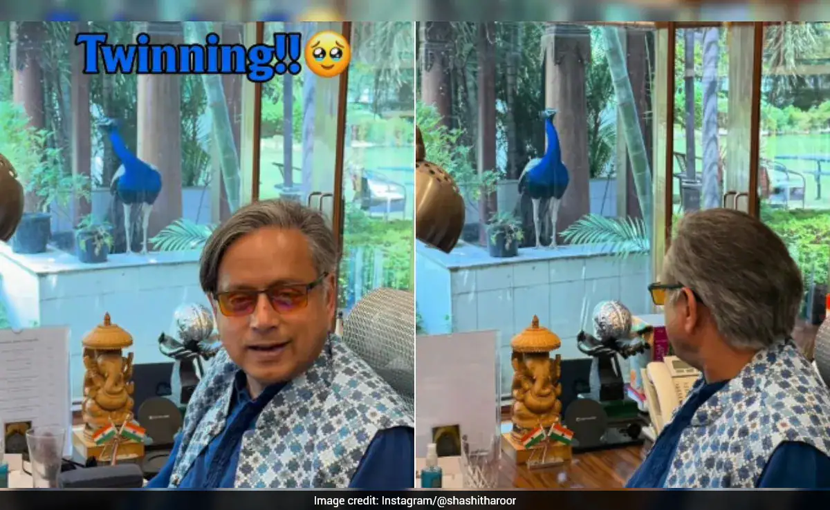 Shashi Tharoor Twins With "Handsome" Peacock, Internet Says "Looking Like A Wow"