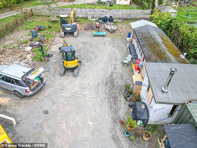 Mrs Coyle said her husband is also currently too unwell to do the work: 'It's a bit of a dumping ground with a digger there at the moment'. Pictured: The site