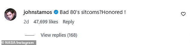 In the Instagram comments section, the 62-year-old eighties heartthrob reacted: 'Bad 80s sitcoms? Honored!'